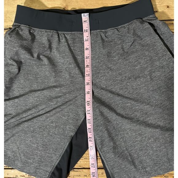 Lululemon Men Sz L Heathered Texture Printed Grey Deep Coal T.H.E. Linerless 9” - Picture 4 of 8